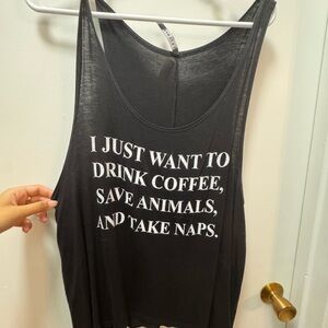 Flowy Black Tank Top with White Text